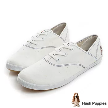 Hush Puppies 輕牛仔咖啡紗帆布鞋US6.5白色