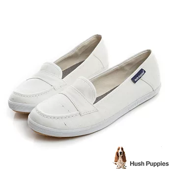 Hush Puppies 輕牛仔咖啡紗摩卡娃娃鞋US7白色