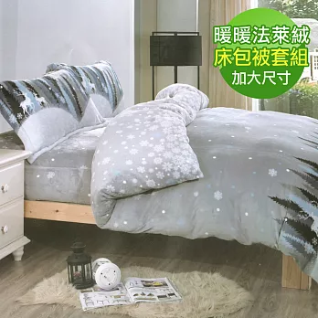 【eyah】100%法萊絨雙人加大床包被套四件組-北歐麋鹿