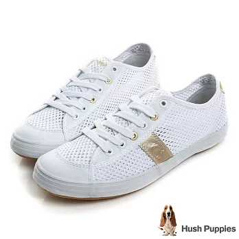 Hush Puppies 透氣網布咖啡紗休閒鞋US5.5金色