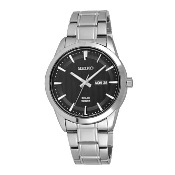 SEIKO時尚俐落質感騎士腕錶-銀X黑-SNE363P1