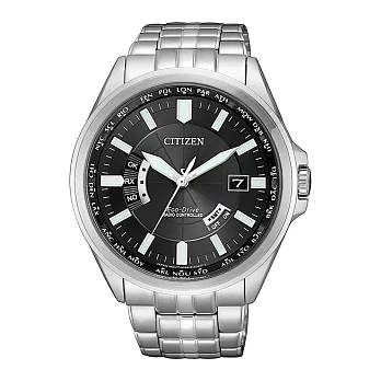 CITIZEN 光動能時光續航電波計時腕錶-銀-CB0180-88E