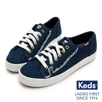 Keds KICKSTART 丹寧風綁帶休閒鞋US6.5牛仔藍