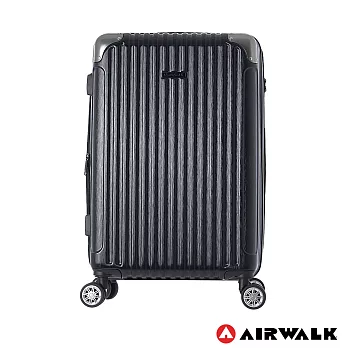 AIRWALK LUGGAGE - 都市行旅 24吋 特光立體拉絲金屬護角輕質拉鍊行李箱24吋極光黑