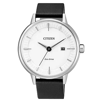 CITIZEN Eco-Drive極簡時尚光動能腕錶-黑X白-BM7370-11A