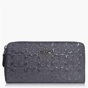COACH 壓紋漆皮 / ACCORDION / 拉鍊式長夾_深藍