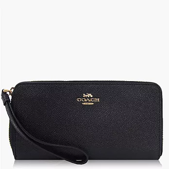 COACH 卵石皮革 / 手腕式/ 拉鍊長夾_黑色