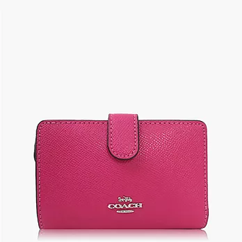 COACH 十字紋皮革 / CORNER / 拉鏈中夾_桃紅