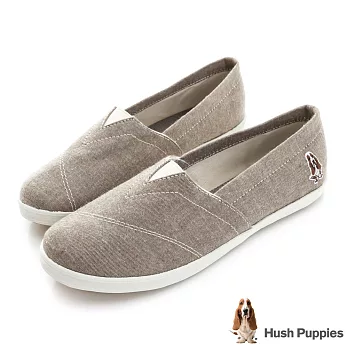 Hush Puppies 文青毛呢咖啡紗懶人鞋US6褐色