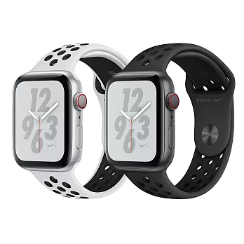 Apple Watch Nike+ Series 4 44mm (GPS+行動網路)鋁金屬錶殼搭配Nike運動型錶帶銀/純銀白+黑