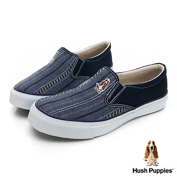 Hush Puppies 極簡民族風咖啡紗懶人便鞋US6藍色