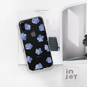 INJOYmall for iPhone 7+ / 8+ 清新藍色亞麻花防摔耐震亮面手機殼