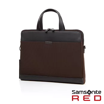 Samsonite RED TILLOU 時尚皮革拼接輕薄型筆電公事包13＂(深咖啡)