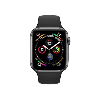 Apple Watch Series4 44mm GPS版太空灰鋁金屬錶殼配黑色運動錶帶(MU6D2TA/A)