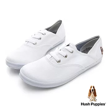 Hush Puppies 熱銷基本款★咖啡紗帆布鞋-白色US5.5白色