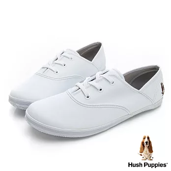 Hush Puppies 熱銷基本款★咖啡紗皮質休閒鞋US5.5白色