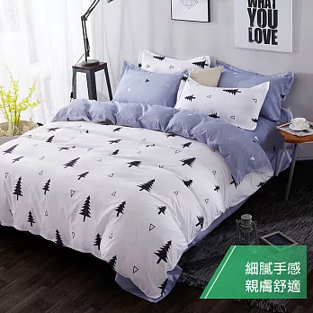 【eyah 宜雅】台灣製時尚品味100%超細雲絲絨雙人特大床包被套四件組-雪國森林