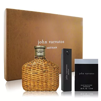 John Varvatos Artisan 工匠藤編禮盒(淡香水125ml+隨行香氛17ml+同名針管1.5ml)-公司貨