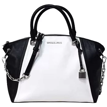 MICHAEL KORS 拼接皮革托特包-黑白（現貨+預購）黑白