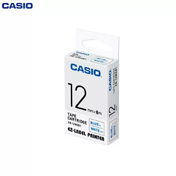 CASIO標籤機色帶12mm白底藍字