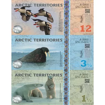 【耀典真品】北極 1 ½ 元 - 3 ½ 元 - 12 元   特殊面額 三連體 - 絕版塑膠樣鈔