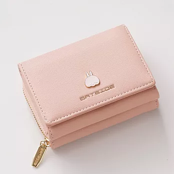 【L.Elegant】韓版時尚三折少淑女短夾拉鏈零錢包(共三色)B500粉色