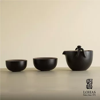 【陸寶LOHAS】原礦陶然蓋碗 茶器組 浮雕鳳凰圖騰  富吉祥如意     禪風黑