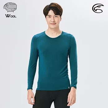 ADISI 男美麗諾混紡羊毛圓領彈性保暖衣AU2521001 (S-2XL) (抗靜電 抗菌 抑菌 消臭 透氣 發熱衣 衛生衣) M 普魯士藍