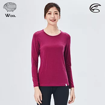 ADISI 女美麗諾混紡羊毛圓領彈性保暖衣AU2021031 (S-XL) (抗靜電 抗菌 抑菌 消臭 透氣 發熱衣 衛生衣)M桃紫