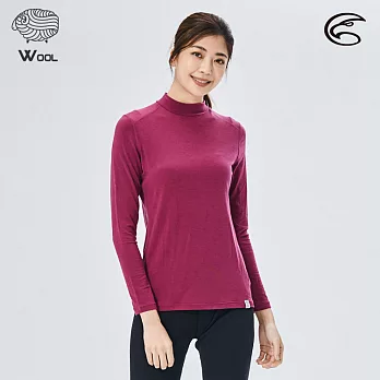 ADISI 女美麗諾混紡羊毛高領彈性保暖衣AU2021032 (S-XL) (抗靜電 抗菌 抑菌 消臭 透氣 發熱衣 衛生衣)S桃紫