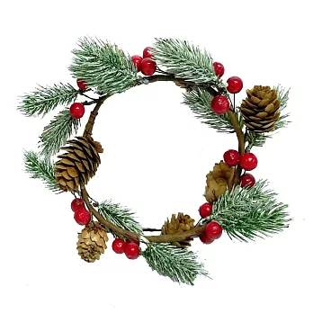 摩達客耶誕-刷雪紅果小花圈-裝飾花藝