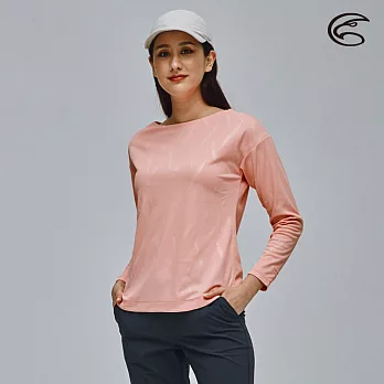 ADISI 女UPF50+防曬長袖一字領排汗衣AL2111100 (S-2XL) / 抗紫外線 CoolFree 彈性 吸濕速乾 防曬上衣 L 粉紅玫瑰