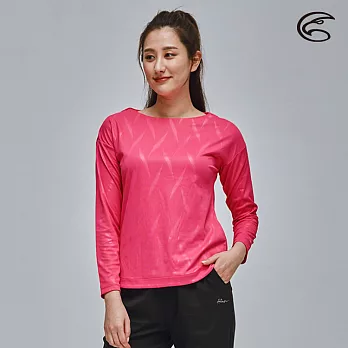 ADISI 女UPF50+防曬長袖一字領排汗衣AL2111100 (S-2XL) / 抗紫外線 CoolFree 彈性 吸濕速乾 防曬上衣 L 蓍草粉紅