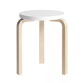 Artek Stool 60 三腳圓凳 （原木腳 x 純白椅面）