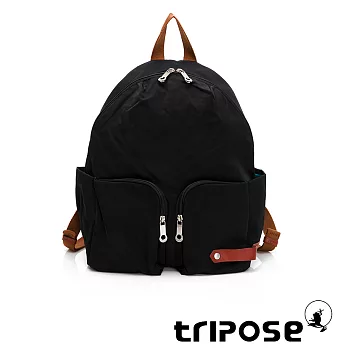 tripose CUBI微皺尼龍輕量後背包(大) 潮感黑