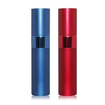 O’Pretty 歐沛媞 時尚金屬質感可充式旋轉香水酒精隨身分裝瓶(10mlX2) 藍+紅