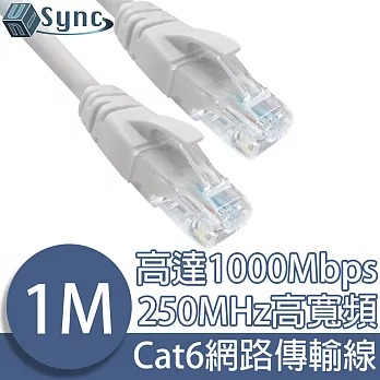 UniSync Cat6超高速乙太網路傳輸線 灰白/1M