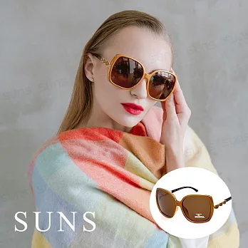 【SUNS】時尚名媛款淑女寶麗來太陽眼鏡 浪漫水晶造型偏光墨鏡 防眩光 抗UV400 茶色