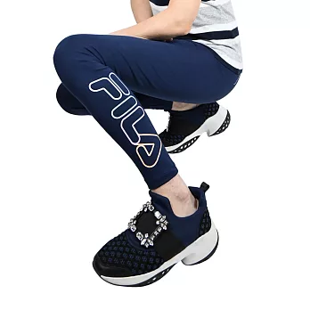 FILA 彈性女款運動長褲-三入一組 (L-藍+藍+藍)