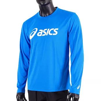 Asics T-Shirts [2033B129-401] 男 長袖 T恤 運動 透氣 排汗 吸濕 快乾 抗UV 水藍 3XL 藍/白