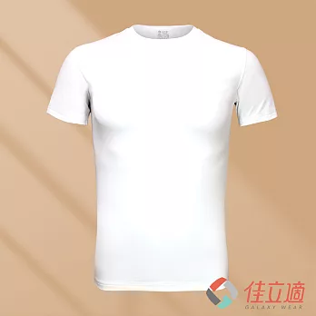 3M-佳立適-升溫蓄熱保暖衣-無染系列(奈納鍺)-男短袖-白色 S 白色