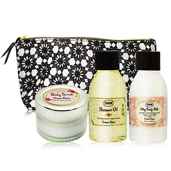 SABON 以色列綠玫瑰身體旅行組(沐浴油50ml+身體磨砂膏60g+絲綢身體乳50ml)-國際航空版