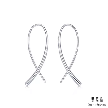 【點睛品】Ear Play 鉑金簡約絲帶造型耳環(一對)