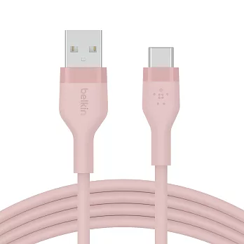 【Belkin】貝爾金 Flex USB-A to Type-C 傳輸線(1M) 粉