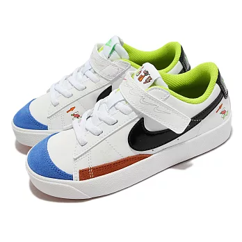 Nike 休閒童鞋 Blazer Low 77 PS 中童 白 藍 黑 麂皮 魔鬼氈 小朋友 DV1751-101