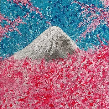 【玲廊滿藝】陳怡蓉 Jenny-富士山櫻花40x40cm