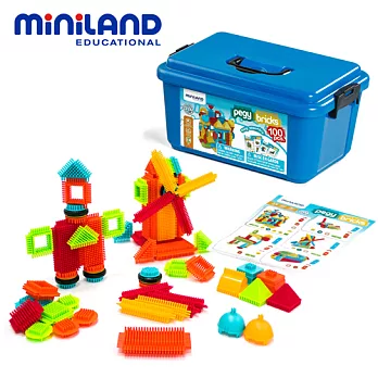 【西班牙Miniland】統感鬃毛積木組(含教學卡/手提箱)