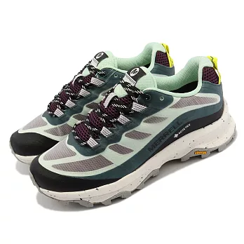 Merrell 戶外鞋 Moab Speed Mid GTX 女鞋 撞色 酒紅 綠 防水 襪套式 登山 運動鞋 ML067518