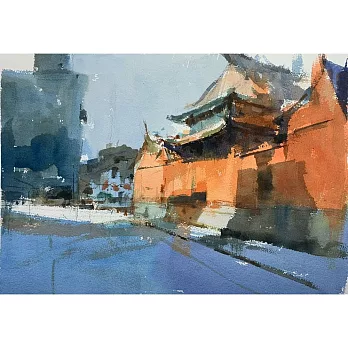 【玲廊滿藝】張宏彬-台南武廟印象25.5x36cm