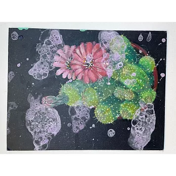 【玲廊滿藝】林錦屏-仙人掌花32x41cm